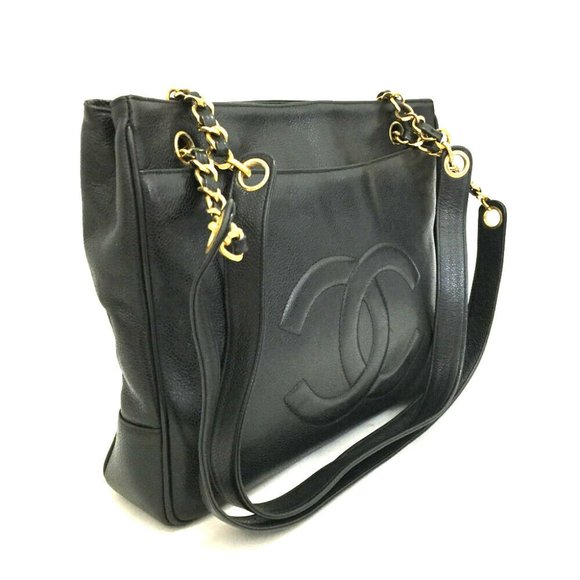 CHANEL CC Logo Caviar Skin Chain Shoulder Tote Bag - Picture 2 of 12